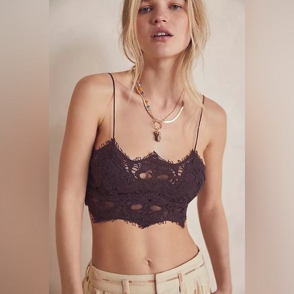 NWT Free People FP One Athena Scallop Lace Bralette in Black - Picture 6 of 12